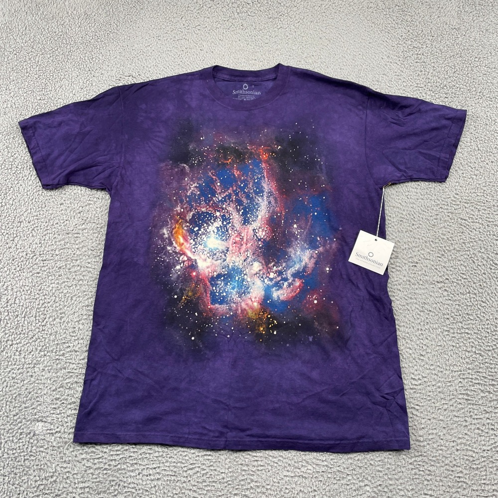 Smithsonian T-Shirt Mens XL Purple Galaxy Nebula Tie Dye Graphic Astronomy Tee